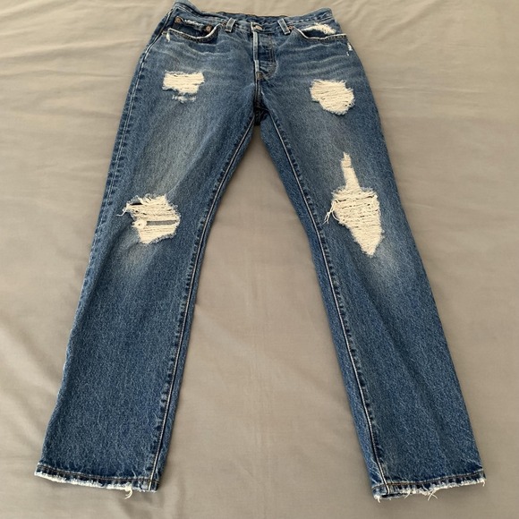Levi's Other - Levis 501 Jeans Mens 28x30 Blue Medium Wash Straight Distressed Denim Pants